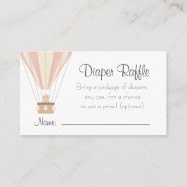 Tarjeta De Recepción Globos rosados de aire caliente Diaper Raffle