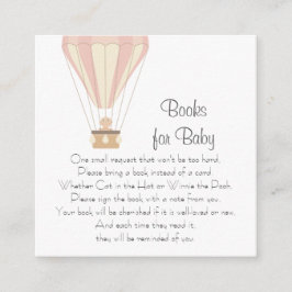 Tarjeta De Recepción Globos rosados de aire caliente Libros para bebé