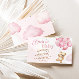 Tarjeta De Recepción Globos rosas Libros de oso de Teddy para bebé