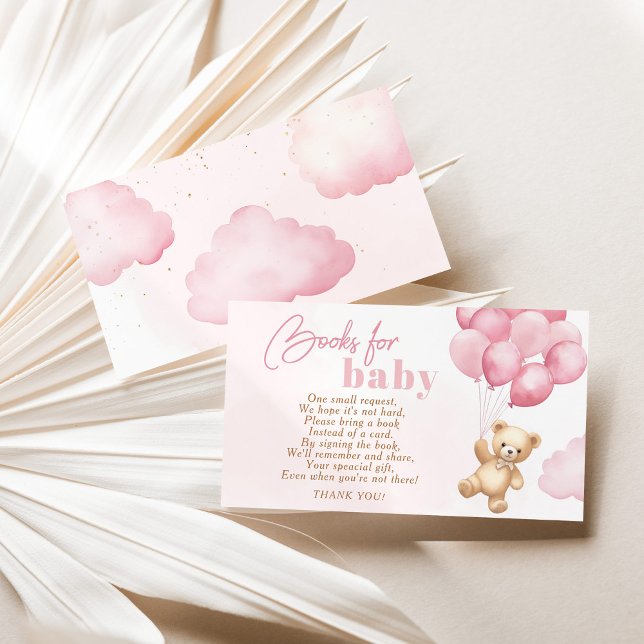 Tarjeta De Recepción Globos rosas Libros de oso de Teddy para bebé (Subido por el creador)