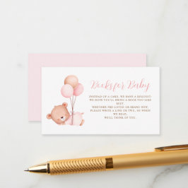 Tarjeta De Recepción Globos rosas Teddy Bear Baby Shower