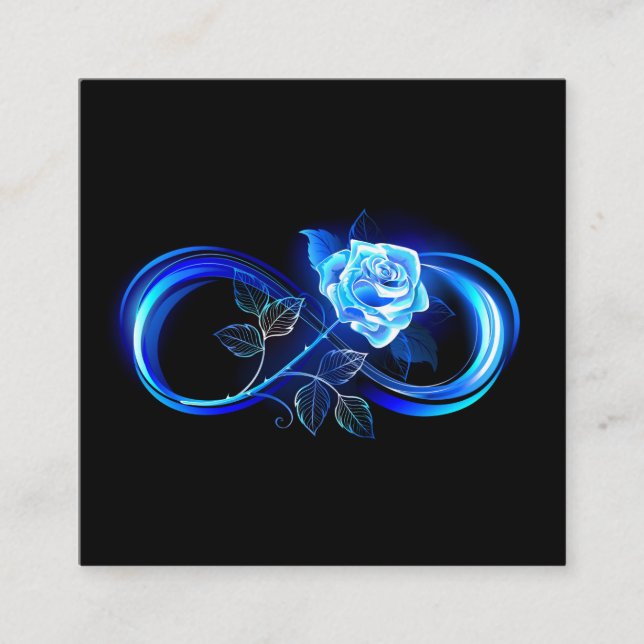 Tarjeta De Recepción Glowing infinity with blue rose (Anverso)