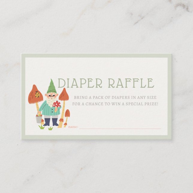 Tarjeta De Recepción Gnome Garden Mushroom Green Diaper Raffle Ticket (Anverso)