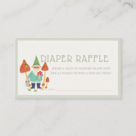 Tarjeta De Recepción Gnome Garden Mushroom Green Diaper Raffle Ticket