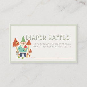 Tarjeta De Recepción Gnome Garden Mushroom Green Diaper Raffle Ticket