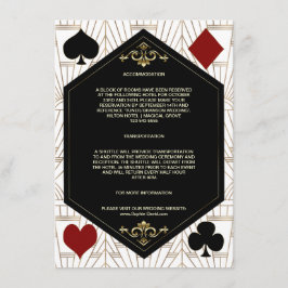Tarjeta De Recepción Gold Art Deco Casino Vegas Poker Wedding Details