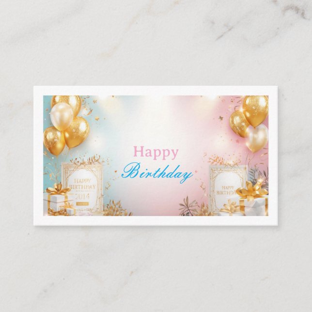 Tarjeta De Recepción Gold Balloon Birthday Enclosure Card (Anverso)