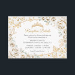 Tarjeta De Recepción Gold Cream Quinceanera Reception Details<br><div class="desc">Gold cream Quinceanera reception details enclosure cards. Features,  script font,  gold butterflies,  ivory cream champagne watercolor roses and tiara. Perfect for an elegant princess style glam celebration. Personalize with your own details.</div>