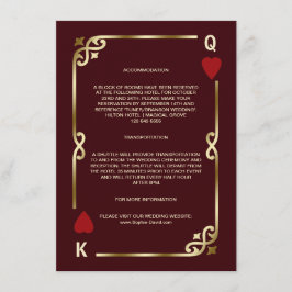 Tarjeta De Recepción Gold Deep Burgundy Casino Vegas Wedding Details