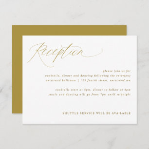 Tarjeta de recepción Gold Elegant Calligraphy Wedd