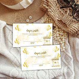 Tarjeta De Recepción Gold Elegante Carrusel Diaper Raffle Baby Shower