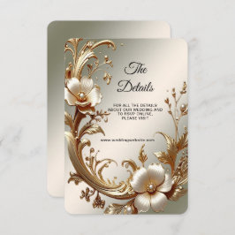 Tarjeta De Recepción Gold Floral Detail Enclosure