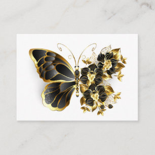 Tarjeta De Recepción Gold Flower Butterfly with Black Orchid