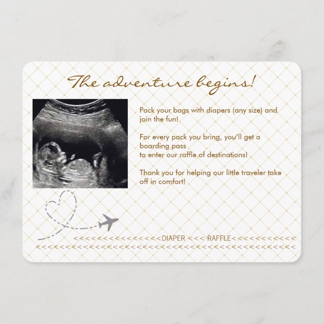 Tarjeta De Recepción Gold Globe Passport Travel Diaper Raffle (Reverso)