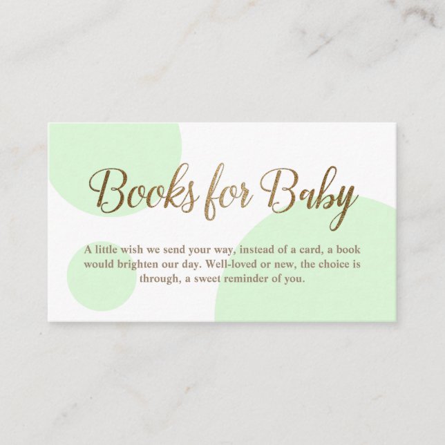 Tarjeta De Recepción Gold Green Dots Rhyme Request Libros para bebé (Anverso)