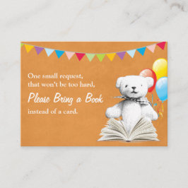 Tarjeta De Recepción Gold Teddy Bear Book Request Baby Shower Insert