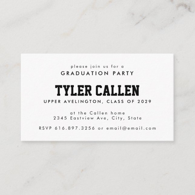 Tarjeta De Recepción Golden Bear Varsity Text-only Grad Party (Anverso)