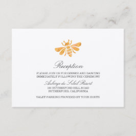 Tarjeta de recepción Golden Bee Watercolor Wedding