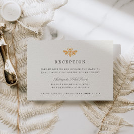 Tarjeta De Recepción Golden Bee Watercolor Wedding