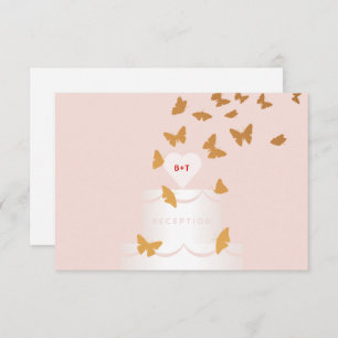 TARJETA DE RECEPCIÓN GOLDEN BUTTERFLIES BODA CAKE