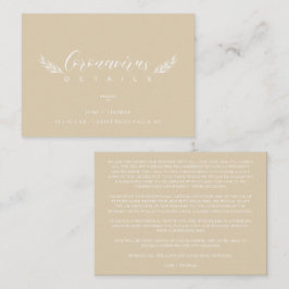 Tarjeta De Recepción Golden Chic Wedding Minimalist Coronavirus Details