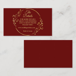 Tarjeta De Recepción Golden Floral Geometric Wreath Red Detail Wedding