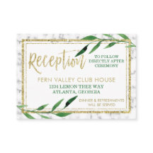 Tarjeta de recepción Golden Marble Wedding, vegeta