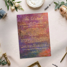 Tarjeta De Recepción Golden Orange Purple Sunset Sky Monet Art Wedding