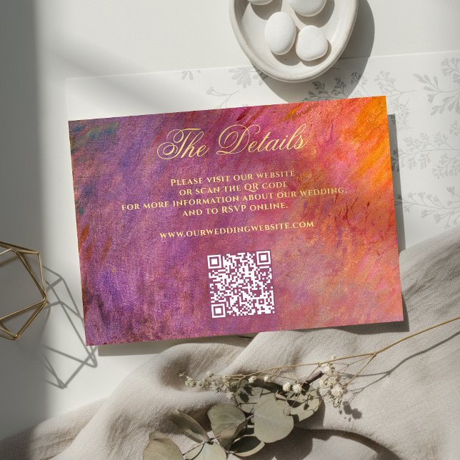Tarjeta De Recepción Golden Purple Sunset Sky Monet Art Wedding Website (Subido por el creador)