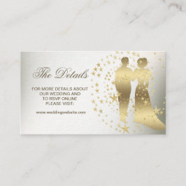 Tarjeta De Recepción Golden Stars Bride Y Groom Vintage