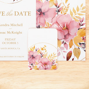Tarjeta De Recepción Golden Yellow Boho Floral RSVP con código QR
