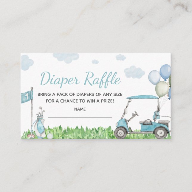 Tarjeta De Recepción Golf A Little Putter Baby Shower Diaper Raffle (Anverso)