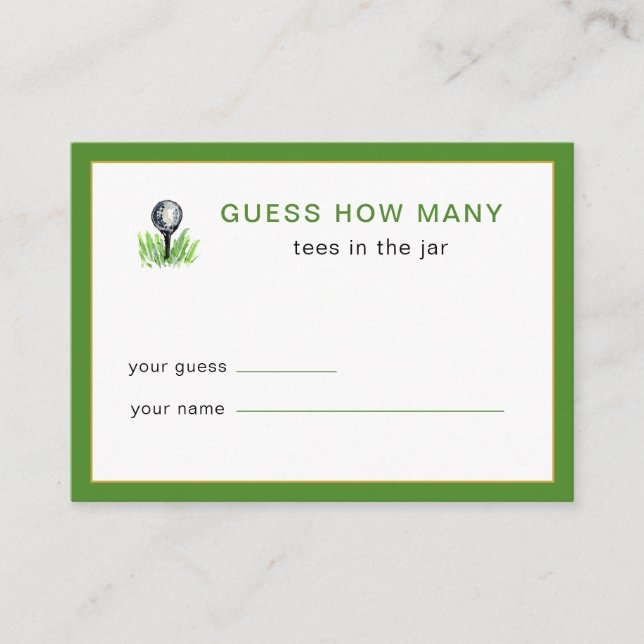 Tarjeta De Recepción Golf Bachelorette party Bridal shower Game (Anverso)