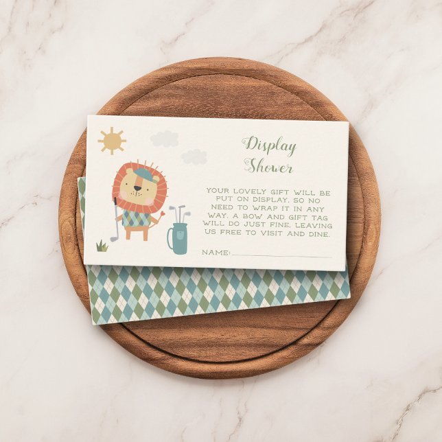 Tarjeta De Recepción Golf Display Baby Boy Shower Little Putter Argyle  (Sweet golf-themed insert for your display shower invitations.)