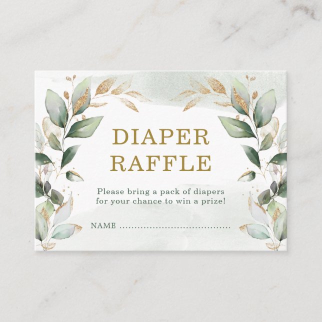 Tarjeta De Recepción Goma suave oro Baby Shower Diaper Raffle (Anverso)