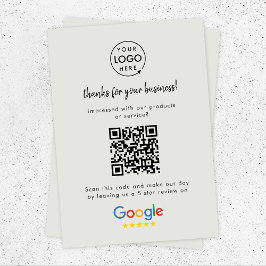 Tarjeta De Recepción Google Review Link | QR Code Grey Business Review