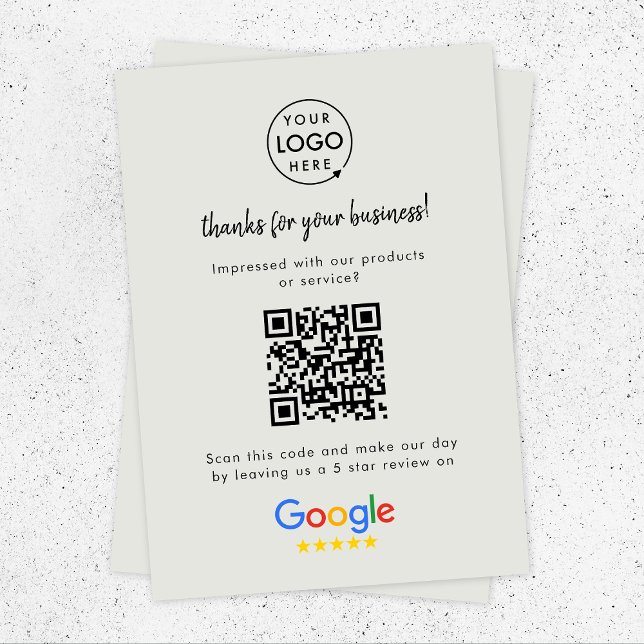 Tarjeta De Recepción Google Review Link | QR Code Grey Business Review (Subido por el creador)