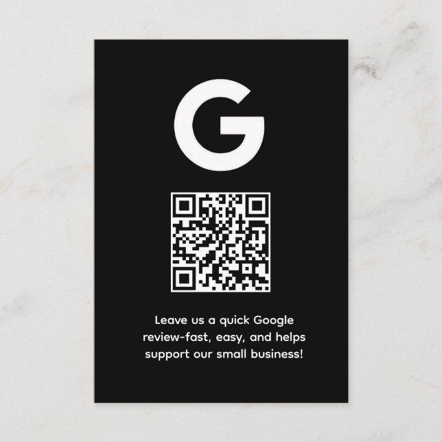 Tarjeta De Recepción Google Review QR | Business Feedback Link (Anverso)