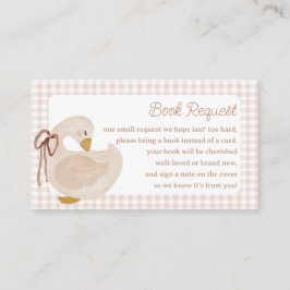 Tarjeta De Recepción Goose Beige Gingham Baby Shower Book Request Card