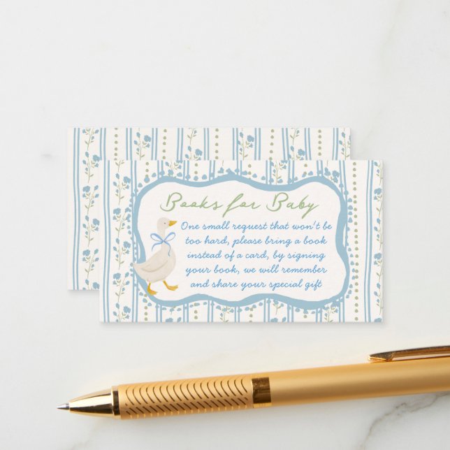 Tarjeta De Recepción Goose nursery rhymes baby shower book request (Anverso/Reverso In Situ)