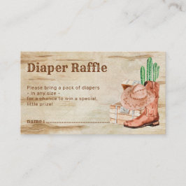 Tarjeta De Recepción Gorra de madera Zapatos Cactus Cowboy Diaper Raffl