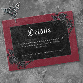 Tarjeta De Recepción Gothic Black Raven Wine Darkly Ever After Wedding