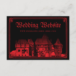 Tarjeta De Recepción Gothic Castle Border Black Red Wedding Website
