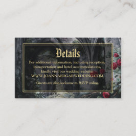 Tarjeta De Recepción Gothic Ruins Floral Black And Gold Wedding Details