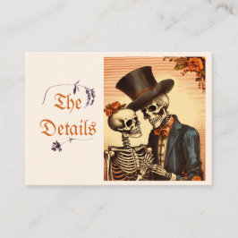 Tarjeta De Recepción Gótico de Halloween Vintage Detalles del Boda QRC