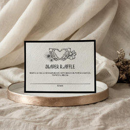 Tarjeta De Recepción Gótico Diaper Raffle Baby Shower Skull & Flowers