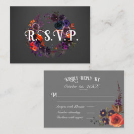 Tarjeta De Recepción Gótico oscuro Boda de Halloween RSVP