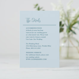 Tarjeta De Recepción Grace Muted Blue Modern Boda