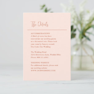 Tarjeta De Recepción Grace Peach Modern Boda
