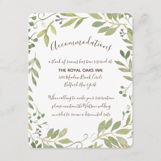 Tarjeta De Recepción Graceful Greenery Enclosure Card (Anverso)